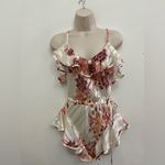 Free People Floral Ruffle Chemise in Pink and Cream Photo 2