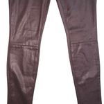 7 For All Mankind  Merlot Burgundy Faux Leather Knee Seam Coated Jeans Size 27 Photo 1