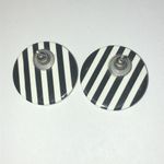 Black and White Striped Vintage Retro Boho Earrings Photo 1