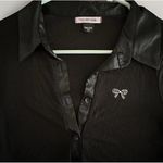 Calvin Klein Sexy Little Things Black Satin Lace Jewel Button Bow Ribbed Henley Elana Gilbert Photo 6