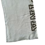 PINK - Victoria's Secret Pink VS Flare Pull On Sweatpants Sz L Blue Drawstring Raw Hem Pink Spell Out Photo 4