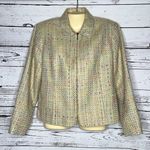 Coldwater Creek Sz 12 Rainbow Confetti Tweed Zip Front Jacket Blazer w/ Pockets Photo 0