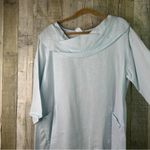 Match Point Linen XL Baby Blue Bertha Collar Tunic with 3/4 Sleeves Front Pocket Photo 5