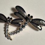 Signed Napier Rhinestone Gold Tone Blue Dragonflies Insect Brooch Pin Dragonfly Photo 0