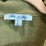 She & Sky  sage green embroidery distressed stap button jacket drop shoulder Photo 2