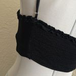 ZARA Black Satin Cropped Bustier Button Front Cami Tank Top Medium Photo 5