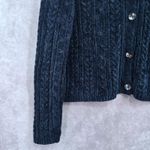 Valerie Stevens  Blue Chenille Knit Granny Preppy Cozy Cardigan Sweater Large Photo 4