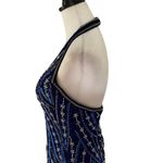 Vintage Elegant Blue and Silver Hand Beaded Women's Dress Size L Photo 3