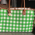 Dooney & Bourke  Green Checkered Tote with Brown Accents Photo 0