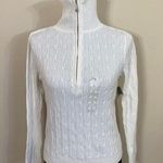 Studio Works White cotton cable knit 1/2 zip sweater Photo 0