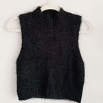 Forever 21 Mock neck black sleeveless fuzzy Sweater size S Photo 0