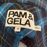 Pam & Gela  Blue Tartan Belted Flannel Button Down Shirt Photo 8