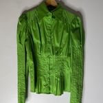 Bebe  Y2K Fitted Button Down Pleated Jewel Button Down Blouse Green Medium Photo 0