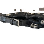 Berge NWOT Black Leather Calfhair Hobo Shoulder Bag Charms Rhinestone Italy New Photo 3