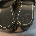 Tory Burch 9.5 Selma Designer black patent Leather W/ Gold wedge slide Photo 6