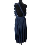 Lulus Ruffled Pleated One Shoulder Midi Dress Size M Blue Splendid Charisma NEW Photo 1