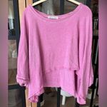 We The Free  People CC tee barbie pink raglan raw hem cropped top distressed Photo 0