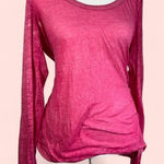 American Eagle Women's L Hot Pink Long Sleeve Burnout Sheer Top Photo 0