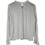 Kaileigh White Black Striped Long Sleeves Ruffle Neck Top L NWOT Photo 1