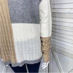 Versona  Multi Pattern Color Block Turtleneck Sweater Gray Tan Large Photo 5
