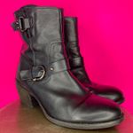 Clarks Mascarpone Cafe Black Leather High Ankle Heeled Moto Boot Sz 9.5 Photo 0