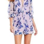 Gianni Bini floral Romper violet /blue striped shorts lace detail |women XS Photo 0