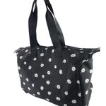 Alice + Olivia  Women's Black Daisy Print Floral Canvas Zipper Travel Duffel Bag Photo 1