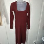 ASOS  Knit Maroon Square Neckline Long Sleeve Sweater Dress Size 6 NWOT Photo 3