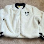 Disney NWOT  Faux Fur White Mickey Mouse Open Front Bolero Jacket Photo 0