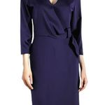 ESTELLE Deep Purple Structured Crepe Faux Wrap Sheath Dress SMALL Photo 0