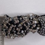Chico's Chico’s Elsa Beaded Stretch Bracelet EUC Sz OS Braided Silver Black Tan White Photo 7