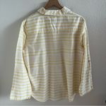  Yellow White Stripe Button Front Collar Shirt Large (Chico's 2) Photo 6