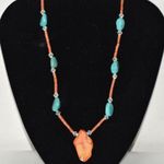 Source Unknown Vintage Tribal Turquoise Orange Stone Beaded 20" Magnet Latch Western Necklace Photo 0