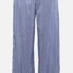 Burberry ‎ Striped High-Rise Silk Wide-Leg Pants Size 2 New with Tags Photo 0