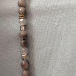 32” Necklace Stone Beads Beaded With Antler Tip Shape Pendant 2.5” H Cream Brown Tan Photo 9