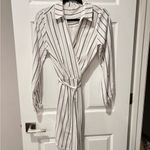 Free Country Striped Wrap Dress - White and Black/Burgundy size Medium Photo 4