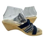 Italian Shoemakers  Blue Faux Suede Slides Slip On Wedge Sandals Womens Size 8.5 Photo 4