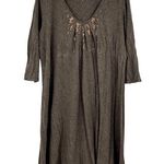Eileen Fisher brown pullover sequin beaded stretchy jersey knit dress size XL Photo 0
