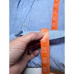 Monoprix Women's 40 US 10 Blue Cotton Blouse Tie Neck Ruffle Collar Poet Top Photo 9