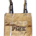 Victoria's Secret NWOT  Pink Tote Bag 10x10 Gold Black Photo 0