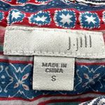 J.Jill Chambray Linen Button Down Striped Floral Short Sleeve Blue Multicolor S Photo 2