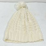 Nike Sportswear Cream Cable Knit Cuffed Beanie Hat Removable Pom Photo 2