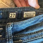 Miss Me Distressed Straight Jean Buckle Exclusive Rhinestone Button Flap Pockets Photo 3