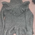Cliché Women’s Peplum Sweater Ruffle Knit Bell Flare Sleeve High Neck Grey S Gray Size M Photo 1