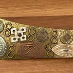 Vintage BAER SF Hammered Mixed Metal Boho Bohemian Woven Braided Belt One Size Tan Photo 4