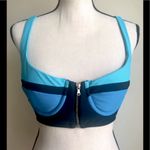 Top Melon Retro Bikini Swimsuit: Duo-chrome Blues & Black Straps Bikini Swimsuit, Sz. L Photo 3