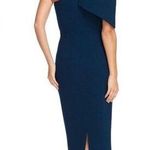 Dress the Population  Tiffany Orchard One Shoulder Midi Dress Bow Shoulder Blue Photo 1