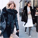 ZARA  Black Faux Leather Faux Fur Collar Shearling Belted Moto Motorcyle Jacket Photo 16