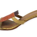 PRUNE Argentina | 6 US | Sandal Kitten Heel Square Toe Open Leather Patchwork Brown Photo 3