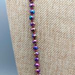 Brand New Agata Beaded Pendant Necklace Pink Purple Iridescent Oval Stone 17" Photo 7